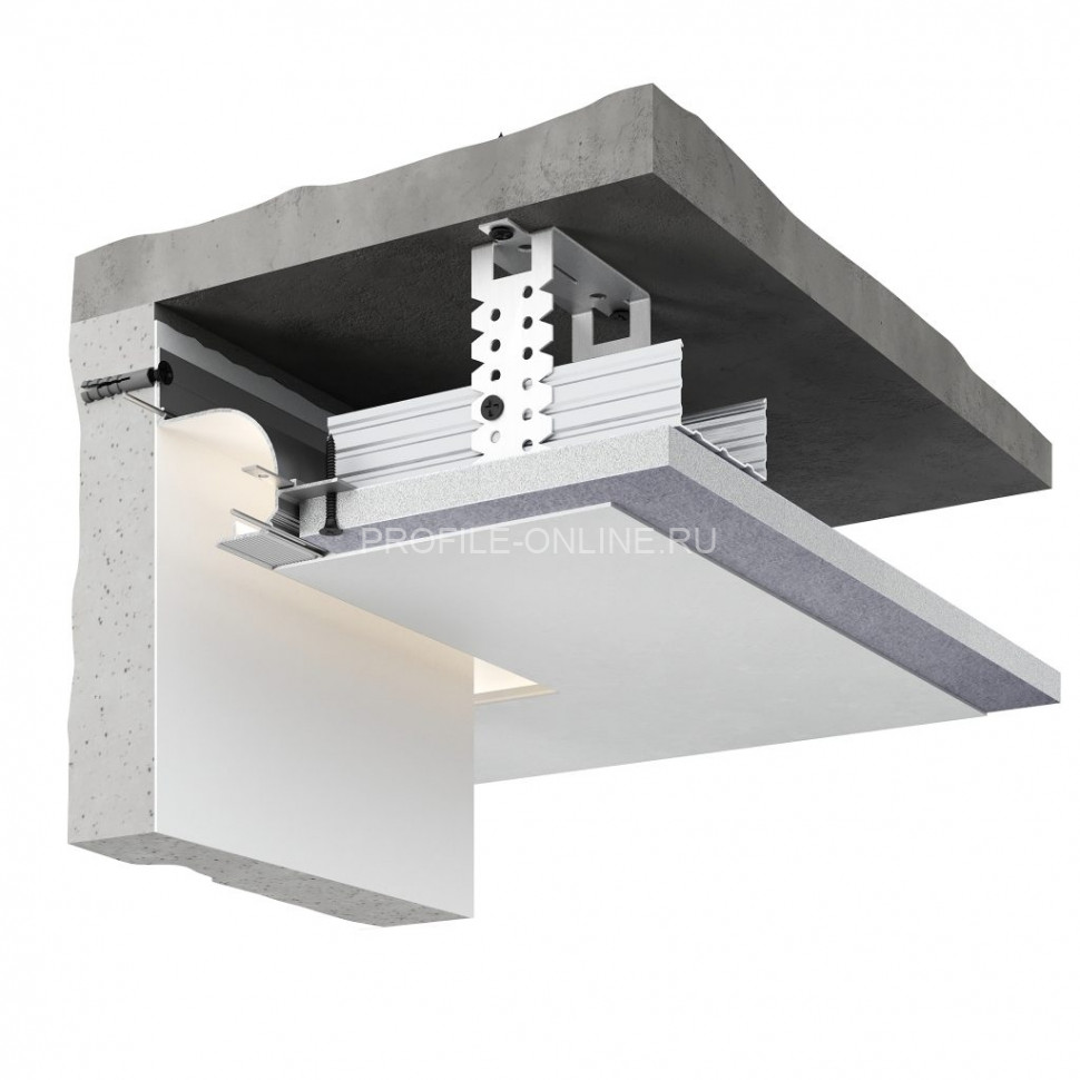 Потолочный теневой плинтус алюминиевый Decaro D006A Black черный с возможностью LED подсветки 2 м