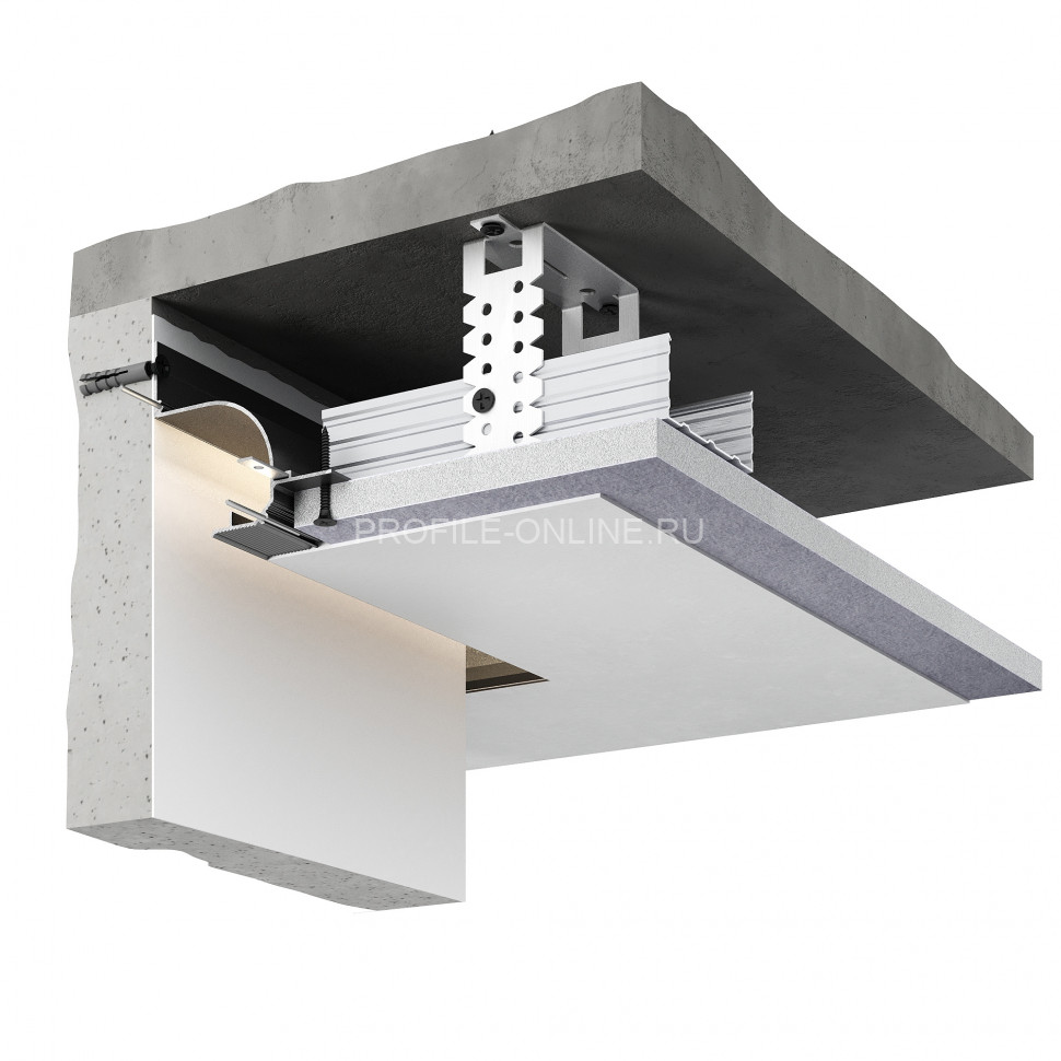 Потолочный теневой плинтус алюминиевый Decaro D006A Black черный с возможностью LED подсветки 2 м