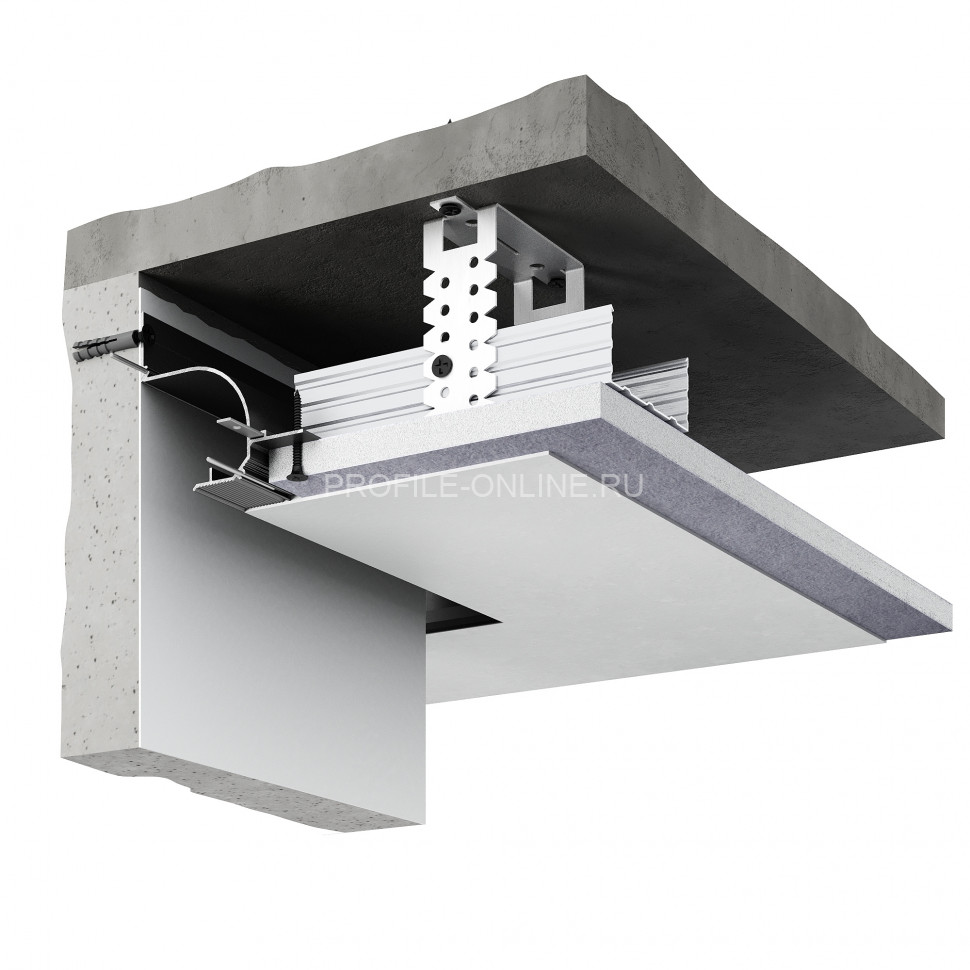 Потолочный теневой плинтус алюминиевый Decaro D006A Black черный с возможностью LED подсветки 2 м