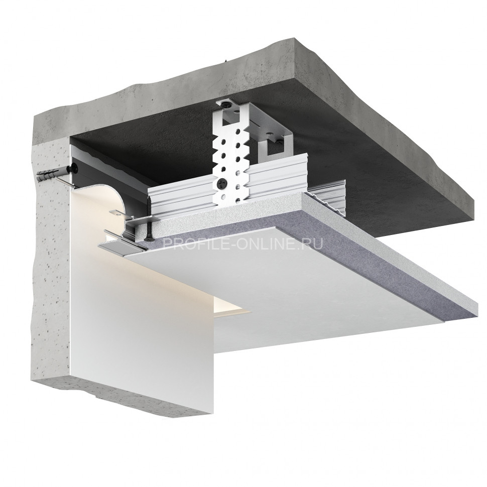 Потолочный теневой плинтус алюминиевый Decaro D006A Black черный с возможностью LED подсветки 2 м