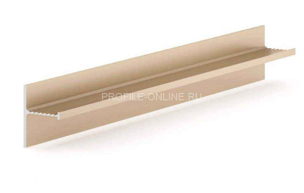 Теневой плинтус алюминиевый 16х39 мм для панелей и керамогранита Laconistiq Reverse 2.0 светлое золото 300 см с кромкой 1.5 мм зазор 15/20 мм