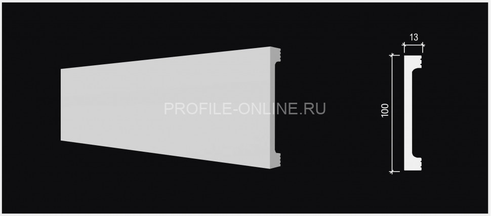 Напольный плинтус 100х13 мм Decor-Dizayn DD709 полистирол белый, под покраску 2 м