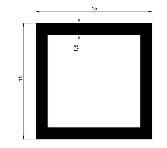 Алюминиевый бокс квадратный 15х15х1,5 мм 3 м