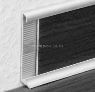 Плинтус для ковролина алюминиевый 60 мм ПО-194 серебро матовое 2,7 м