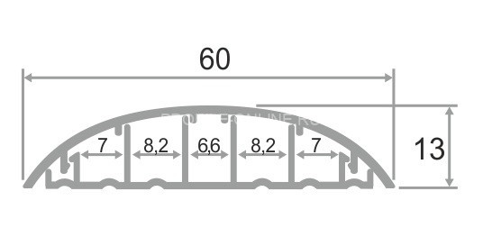 Алюминиевый порог одноуровневый с кабель-каналом 60 мм ПО-62 серебро матовое 2,7 м