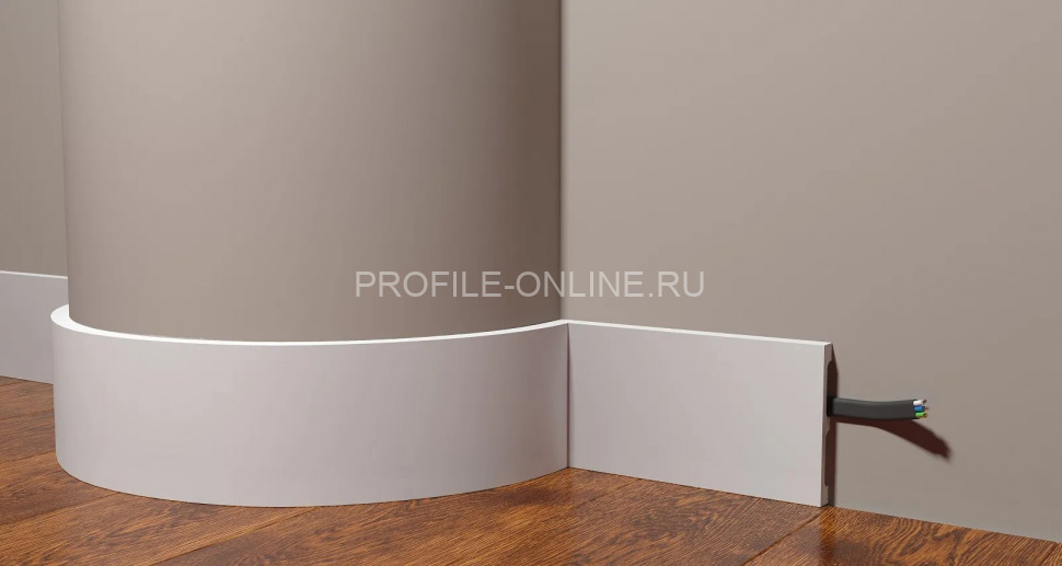 Напольный гибкий плинтус 100х13 мм Decor-Dizayn DD709F полистирол белый, под покраску 2 м