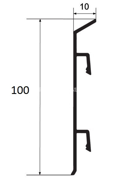 Алюминиевый плинтус напольный с кабель-каналом 100 мм ПТ-110 сырой 3 м