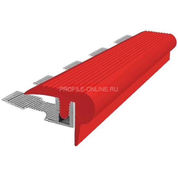 Закладной угловой профиль противоскользящий с резиновой вставкой Fm-18мм красный 2,7 м