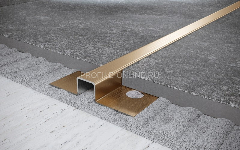 Нержавеющий П-профиль стальной закладной 10х10 мм FUM 10х10 GS золото сатинированное 270 см