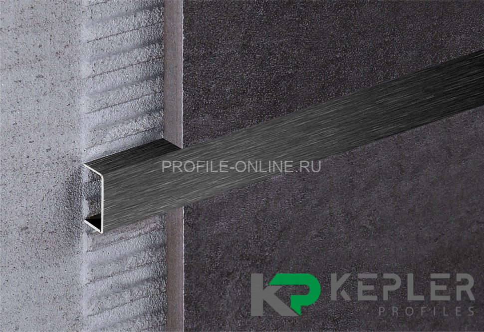 П-образный профиль 10х20 мм из нержавеющей стали SS 304 FSUP20-BS S.S.304 черный сатинированный 2.7 м