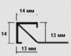 Алюминиевый профиль квадрат для плитки внешний 14х14 мм PV72-17 титан блестящий 2,7 м