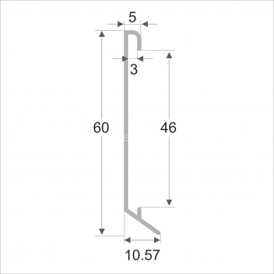 Плинтус для ковролина алюминиевый 60 мм ПО-194 черный матовый 2,7 м
