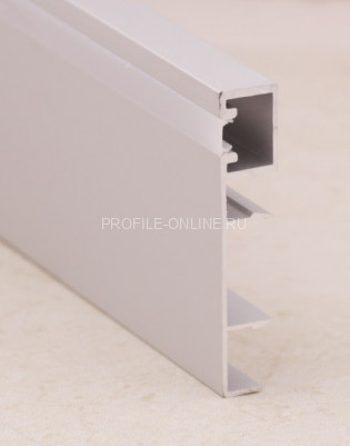 Напольный плинтус алюминиевый под подсветку ПЛС-80 серебро матовое 3 м
