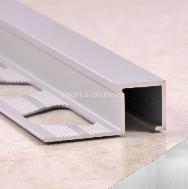 П-профиль алюминиевый 12х12 мм ПО-П12х12 серебро матовое браш 2,7 м