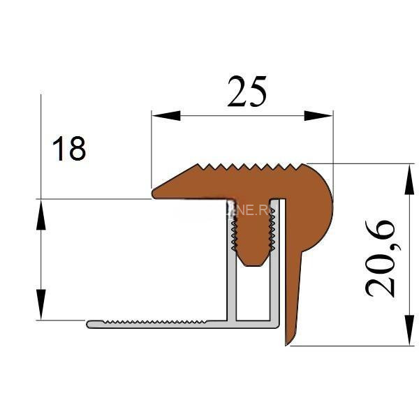 Закладной угловой профиль противоскользящий с резиновой вставкой Fm-18мм оранжевый 2,7 м