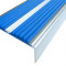 Алюминиевый противоскользящий угловой порог 70х22 мм с резиновыми вставками АУ-70 синий 3 м