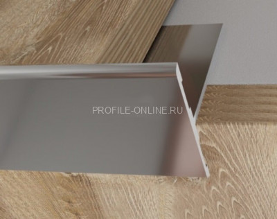 Алюминиевый Т-образный профиль торцевой закладной 23 мм ПО-158 серебро глянец 2.7 м