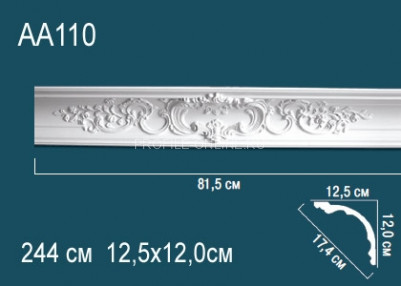 Потолочный плинтус с рисунком Перфект AA110 белый из полиуретана 120х174х125 мм 244 см