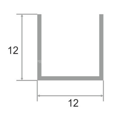 П-профиль алюминиевый 12х12 мм П-12х12 серебро глянец 2,7 м