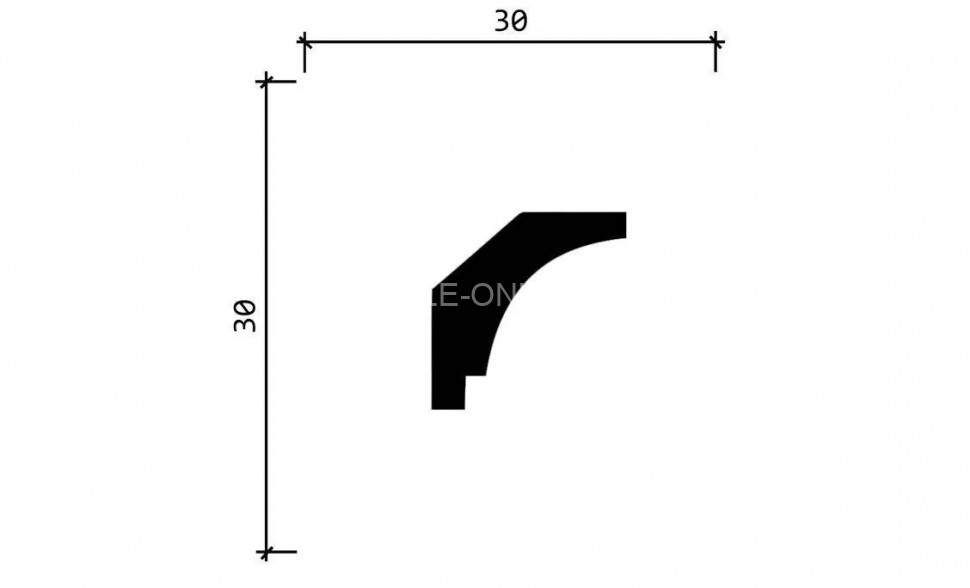 Декоративный плинтус для потолка 30х30 мм Decor-Dizayn DD37 полистирол белый, под покраску 2 м