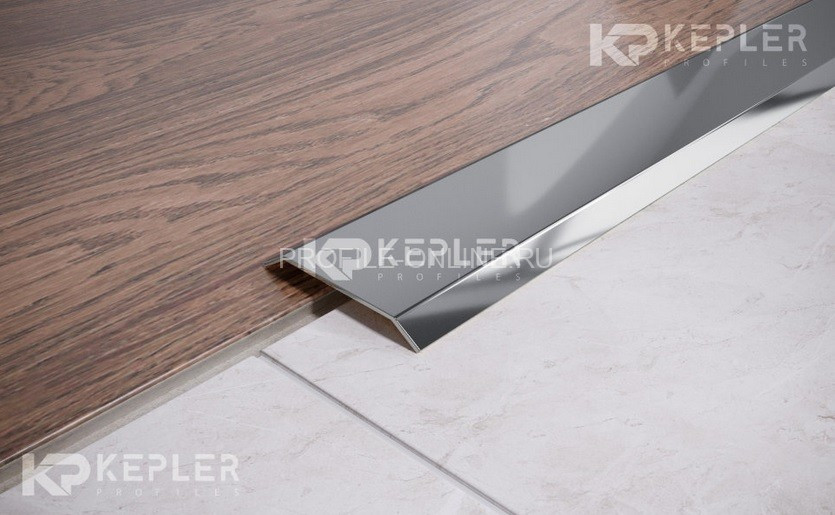 Одноуровневый нержавеющий порог стальной 70 мм FA 7 P полированная сталь 270 см