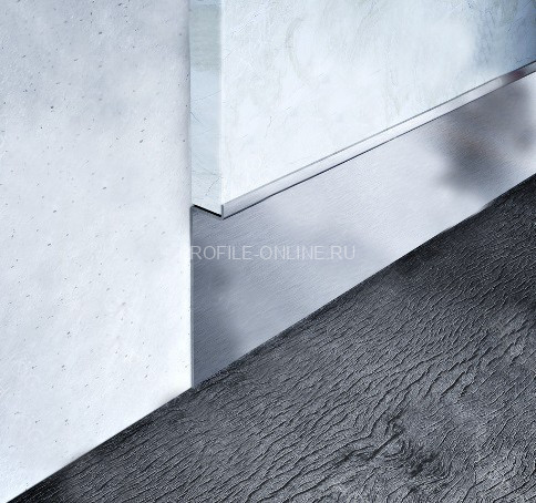 Нержавеющий плинтус скрытого монтажа стальной под гипсокартон 80 мм FiZ 80 M сатинированная сталь 250 см