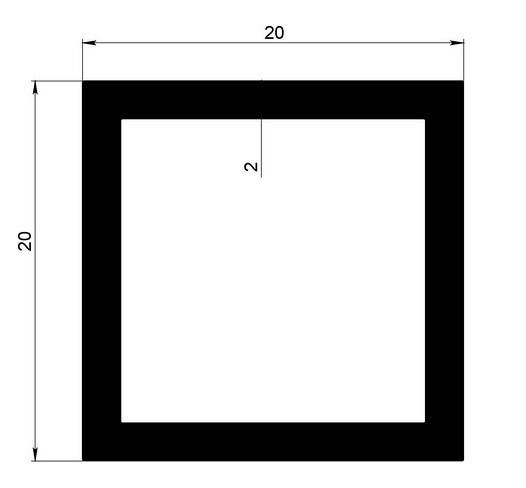 Алюминиевый бокс квадратный 20х20х2 мм 3 м
