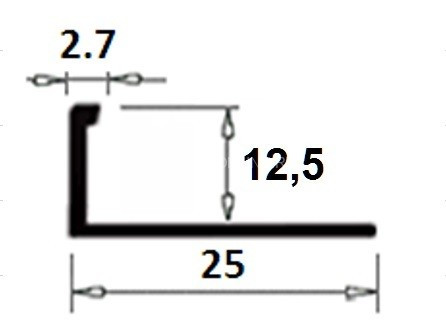 Латунный L-профиль гибкий TRD 125 OC 12,5 хром 2,7м