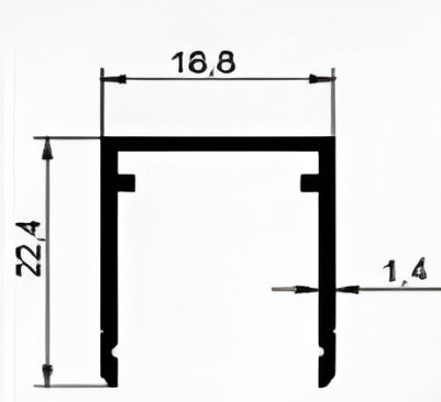 Алюминиевый установочный профиль 18.8х22.4 мм анодированный под ЛДСП панель 16 мм Диал СТП-001 серебро 3 м