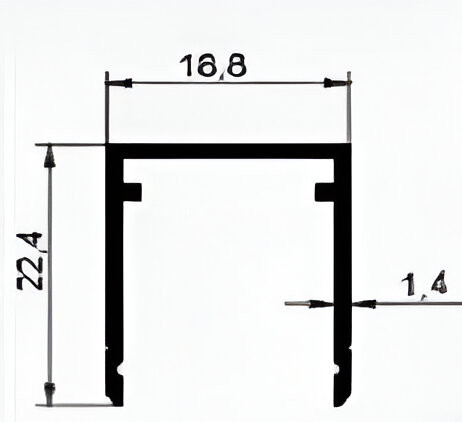 Алюминиевый установочный профиль 18.8х22.4 мм анодированный под ЛДСП панель 16 мм Диал СТП-001 серебро 3 м
