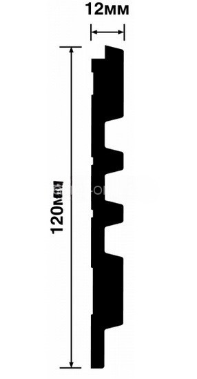 Отделочная стеновая декоративная панель с 3D эффектом 12х120 мм HiWood LV121 BK114K черная из фитополимера 2,7 м