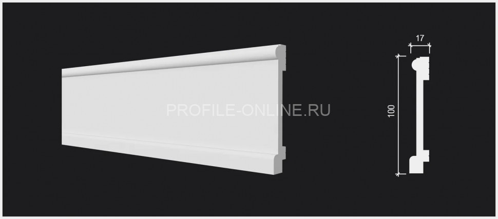 Напольный плинтус 100х17 мм Decor-Dizayn DD712 полистирол белый, под покраску 2 м