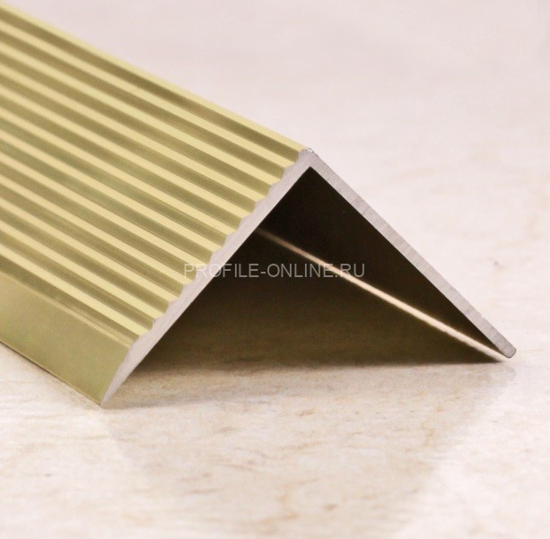 Алюминиевый порог угловой с рифлением 30х30 мм ПО-30х30 бронза матовая 2,7 м