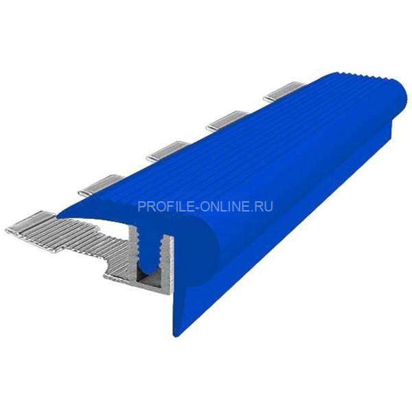 Закладной угловой профиль противоскользящий с резиновой вставкой Fm-18мм синий 2,7 м
