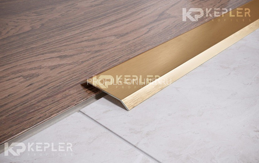 Одноуровневый нержавеющий порог стальной 80 мм FA 8 GM золото сатинированное 270 см