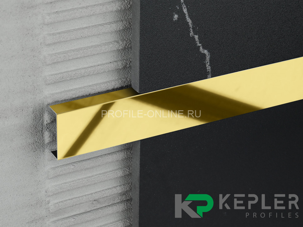 П-образный профиль 10х30 мм из нержавеющей стали SS 304 FSUP30-GP S.S.304 золото полированное 2.7 м