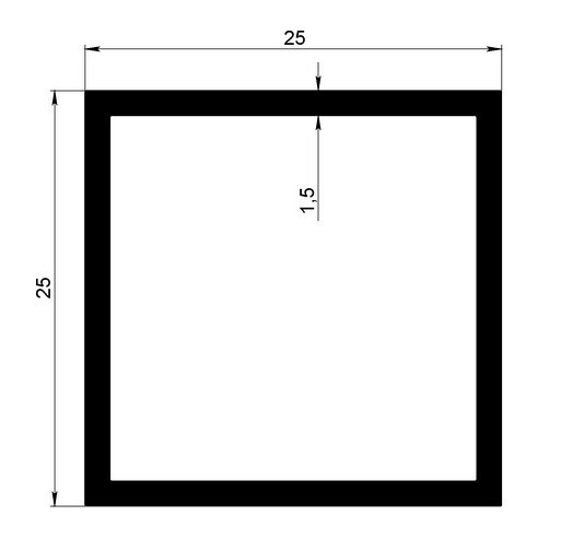 Алюминиевый бокс квадратный 25х25х1,5 мм 3 м