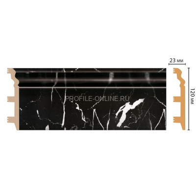 Плинтус напольный полистирол Мрамор черный DECOMASTER D233-78ДМ (120x23x2400)