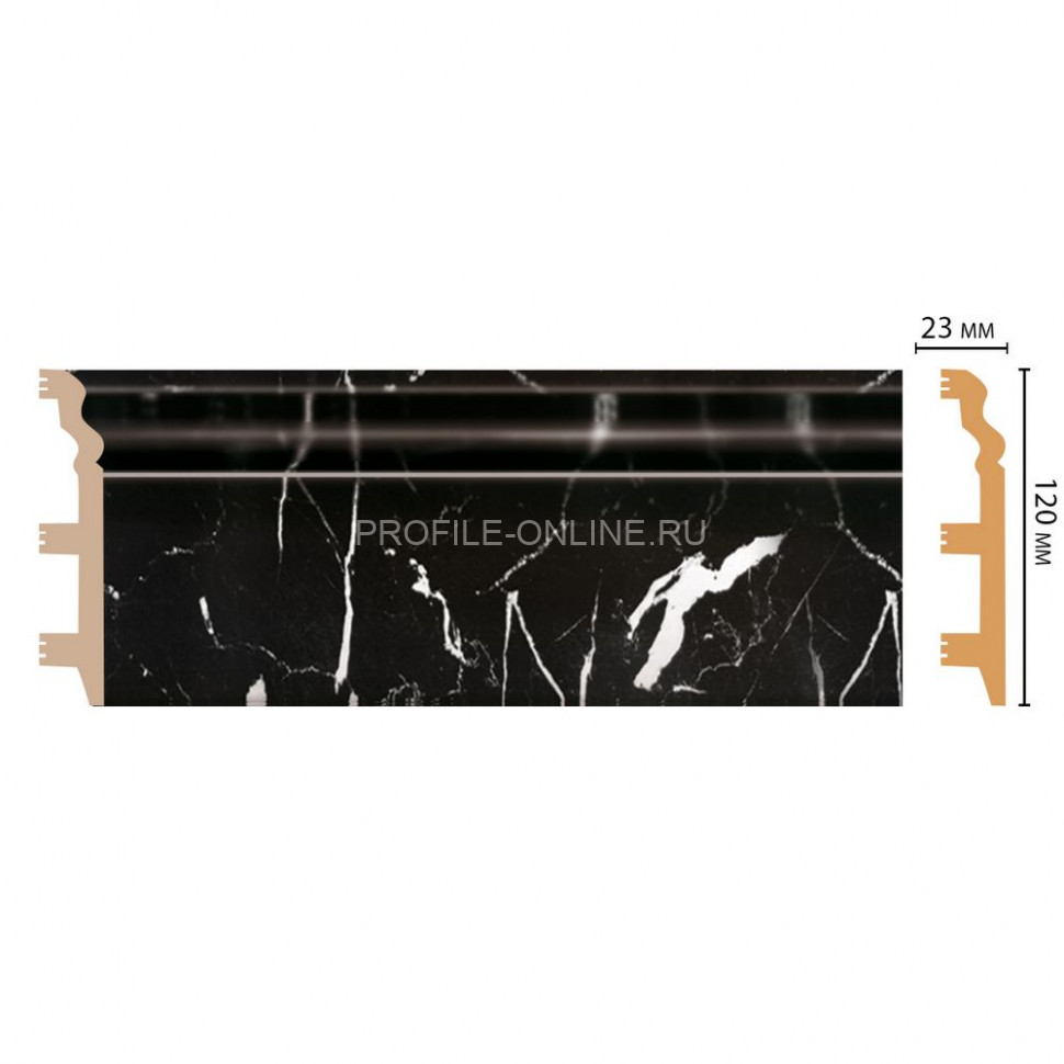 Плинтус напольный полистирол Мрамор черный DECOMASTER D233-78ДМ (120x23x2400)