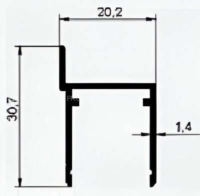Алюминиевый дверной профиль 20.2х30.7 мм анодированный под ЛДСП панель 16 мм Диал СТП-002 серебро 3 м
