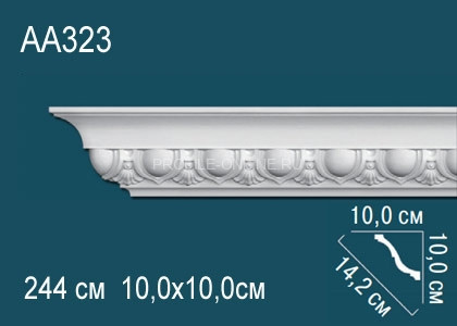 Потолочный плинтус с орнаментом Перфект AA323 белый из полиуретана 100х142х100 мм 244 см