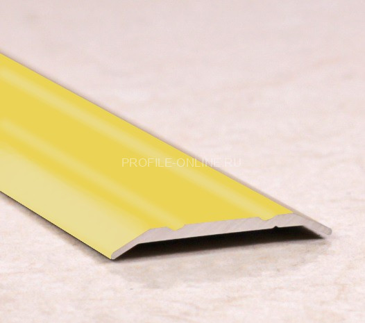 Алюминиевый порог одноуровневый с насечками 25 мм ПО-25 золото глянец 2,7 м