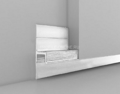 Алюминиевый теневой плинтус скрытого монтажа для светодиодных лент ПО-143 серебро матовое 2,7 м