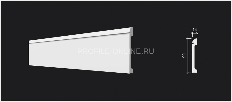 Напольный плинтус 90х13 мм Decor-Dizayn DD715 полистирол белый, под покраску 2 м