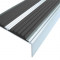 Алюминиевый противоскользящий угловой порог 70х22 мм с резиновыми вставками АУ-70 черный 2,7 м