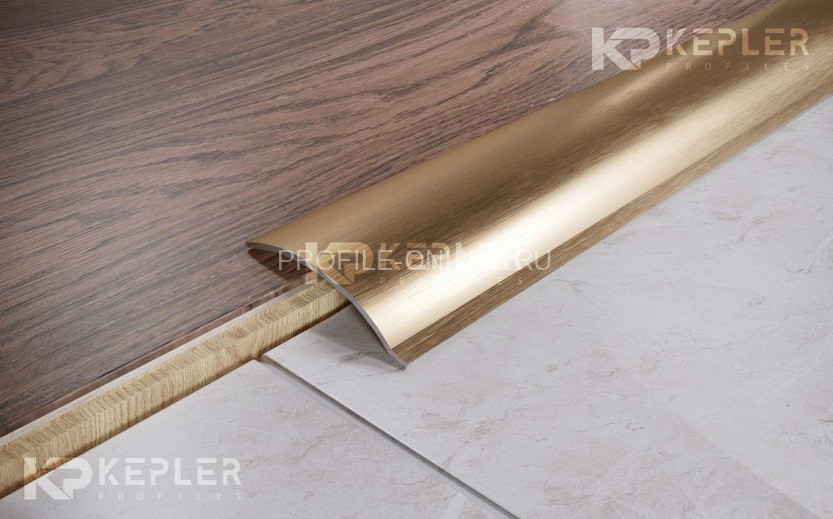 Нержавеющий разноуровневый порог стальной 45 мм FAP 4 GM золото сатинированное 270 см