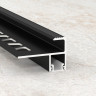 Угловой F-профиль на ступени под светодиодную ленту из алюминия ПО-218 черный муар 2,7 м