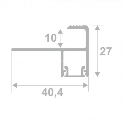 Угловой F-профиль на ступени под светодиодную ленту из алюминия ПО-218 черный муар 2,7 м