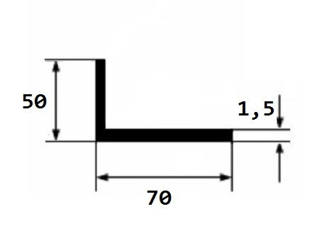 Уголок алюминиевый 50х70х1,5 мм разнополочный 3 м