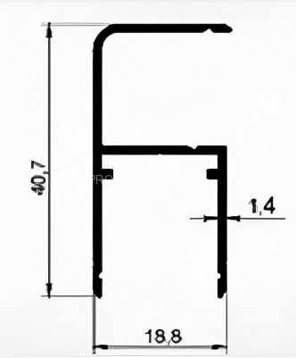 Алюминиевый угловой профиль 18.8х40.7 мм анодированный под ЛДСП панель 16 мм Диал СТП-003 серебро 3 м